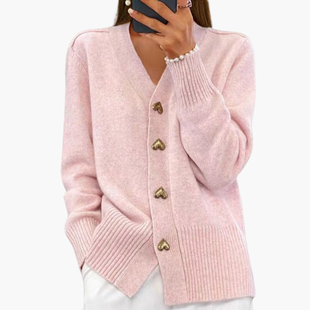 Holly | Elegant Cardigan with Heart Buttons