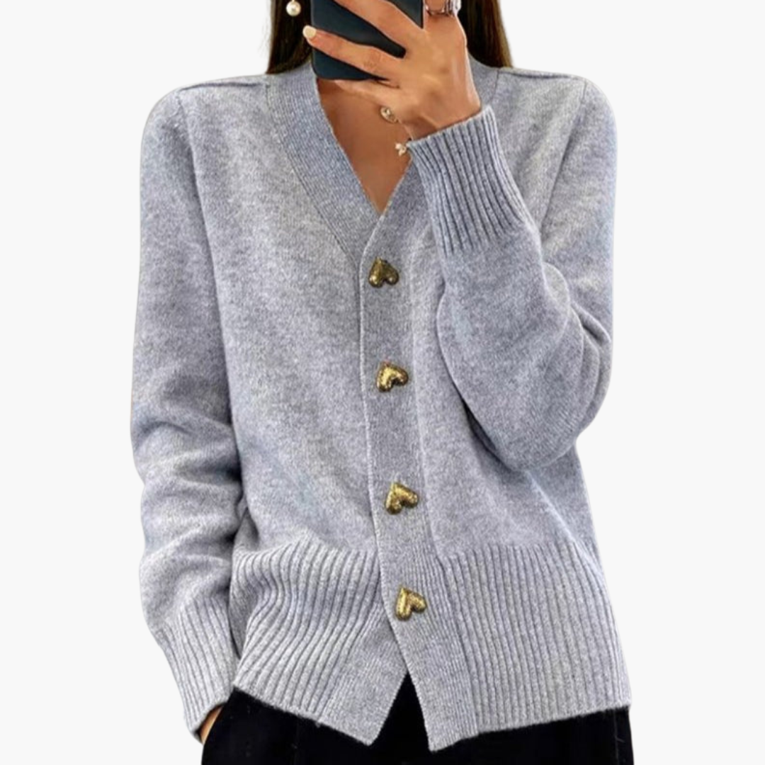 Holly | Elegant Cardigan with Heart Buttons