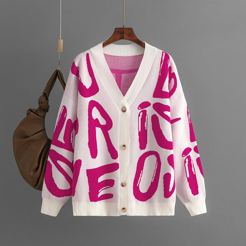 Kesha | Letter Jacquard Cardigan