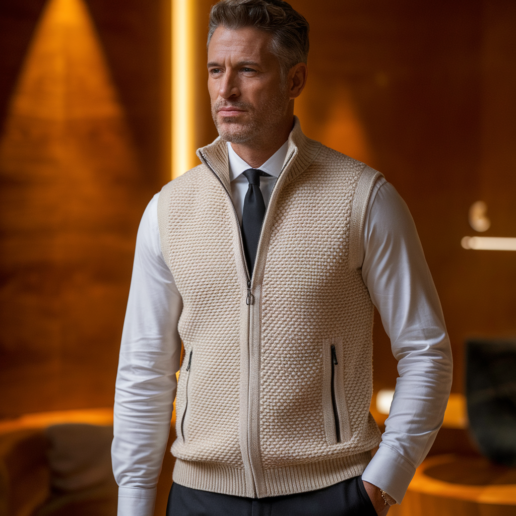 Knitted Full Zip Gilet